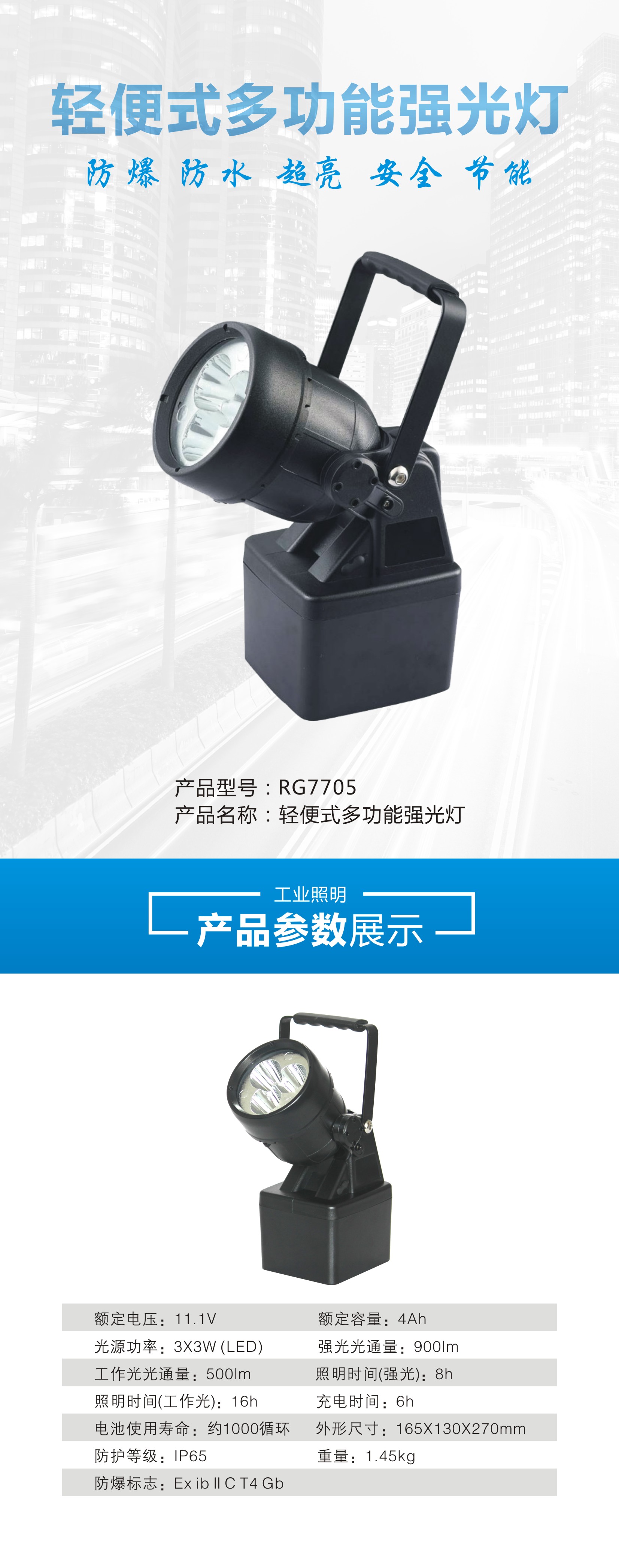 润光照明多功能强光防爆灯磁吸检修灯CJ525